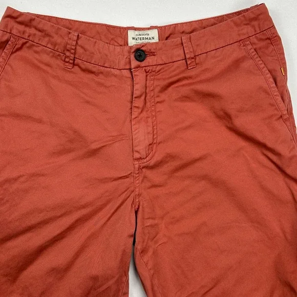 Quiksilver Waterman Down Under 4 Burnt Orange Chino Shorts Mens 31 EQMWS03014 - Picture 1 of 9